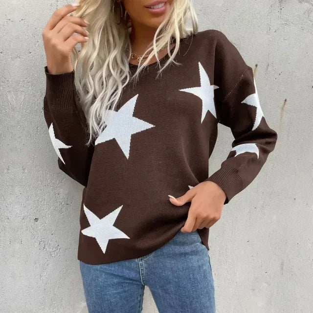 LINSTAR - KNITTED SWEATER WITH STARS