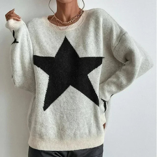 LINSTAR - KNITTED SWEATER WITH STARS