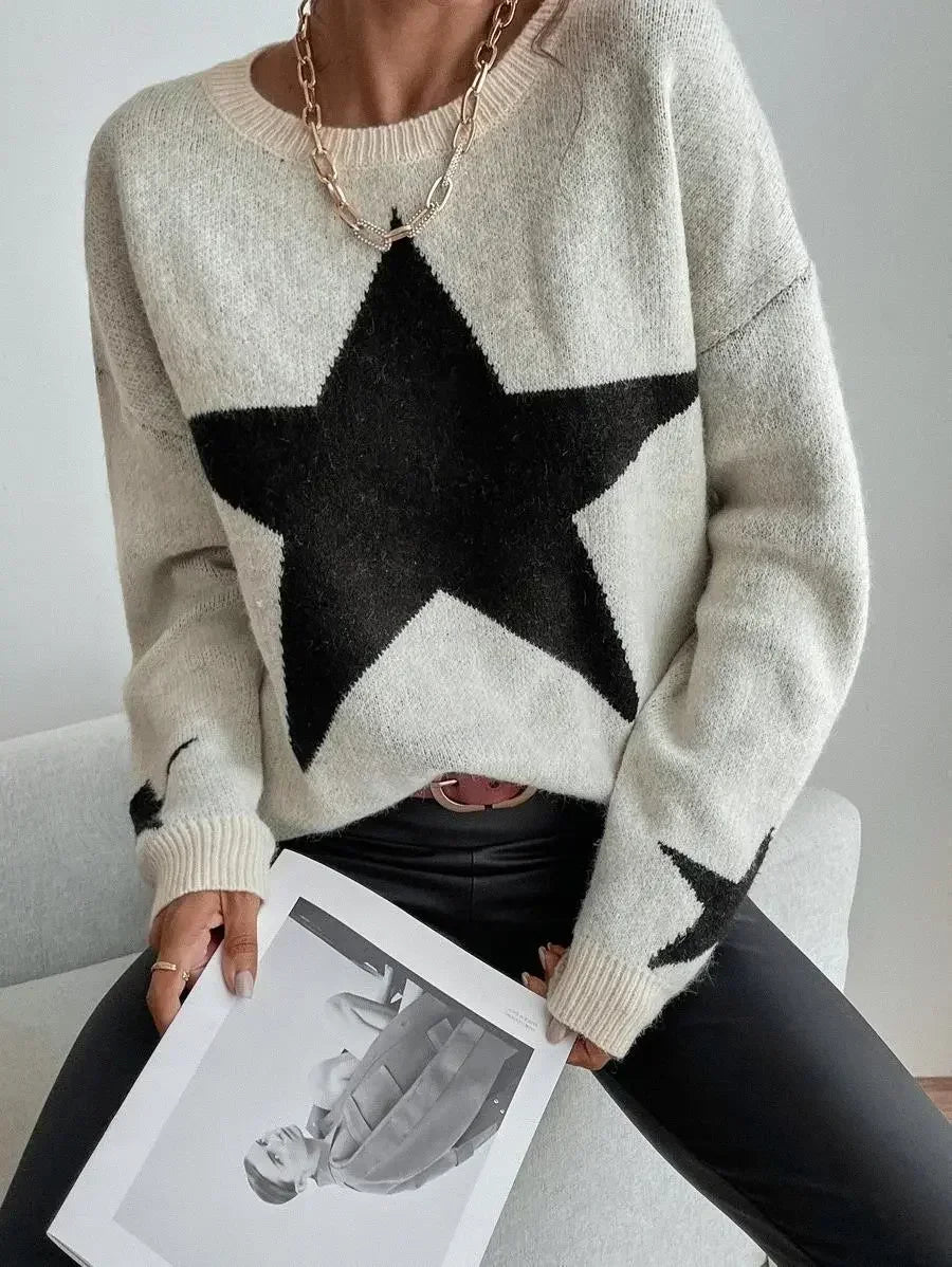 LINSTAR - KNITTED SWEATER WITH STARS