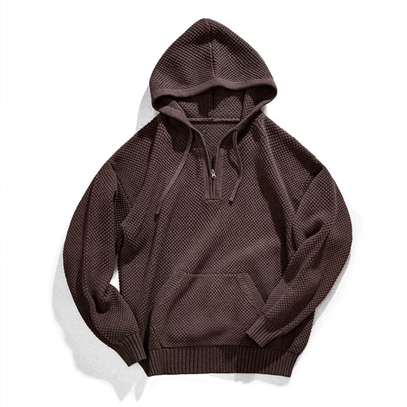 HALF-ZIP - KNITTED HOODIE