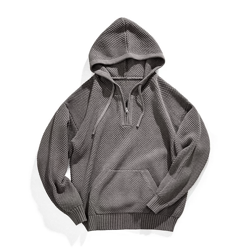 HALF-ZIP - KNITTED HOODIE